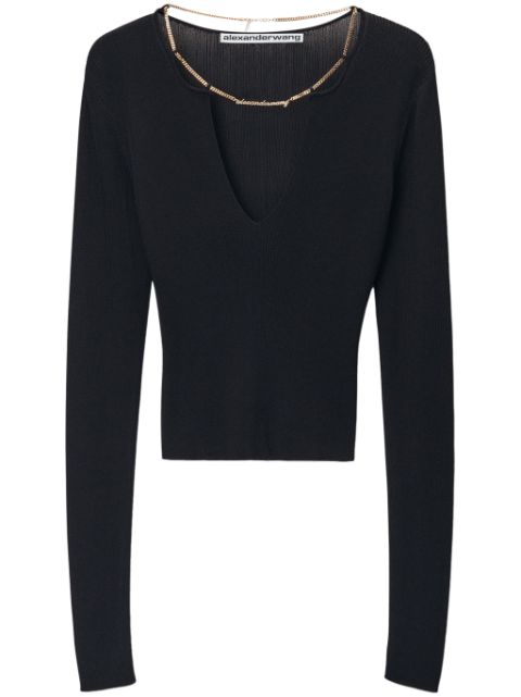 Alexander Wang logo-plaque knitted top Women