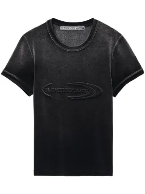 Tシャツ・カットソー T by Alexander Wang TSHIRT (4CC2251542) T By Alexander Wang - Distressed Logo Cotton T-shirt | HBX