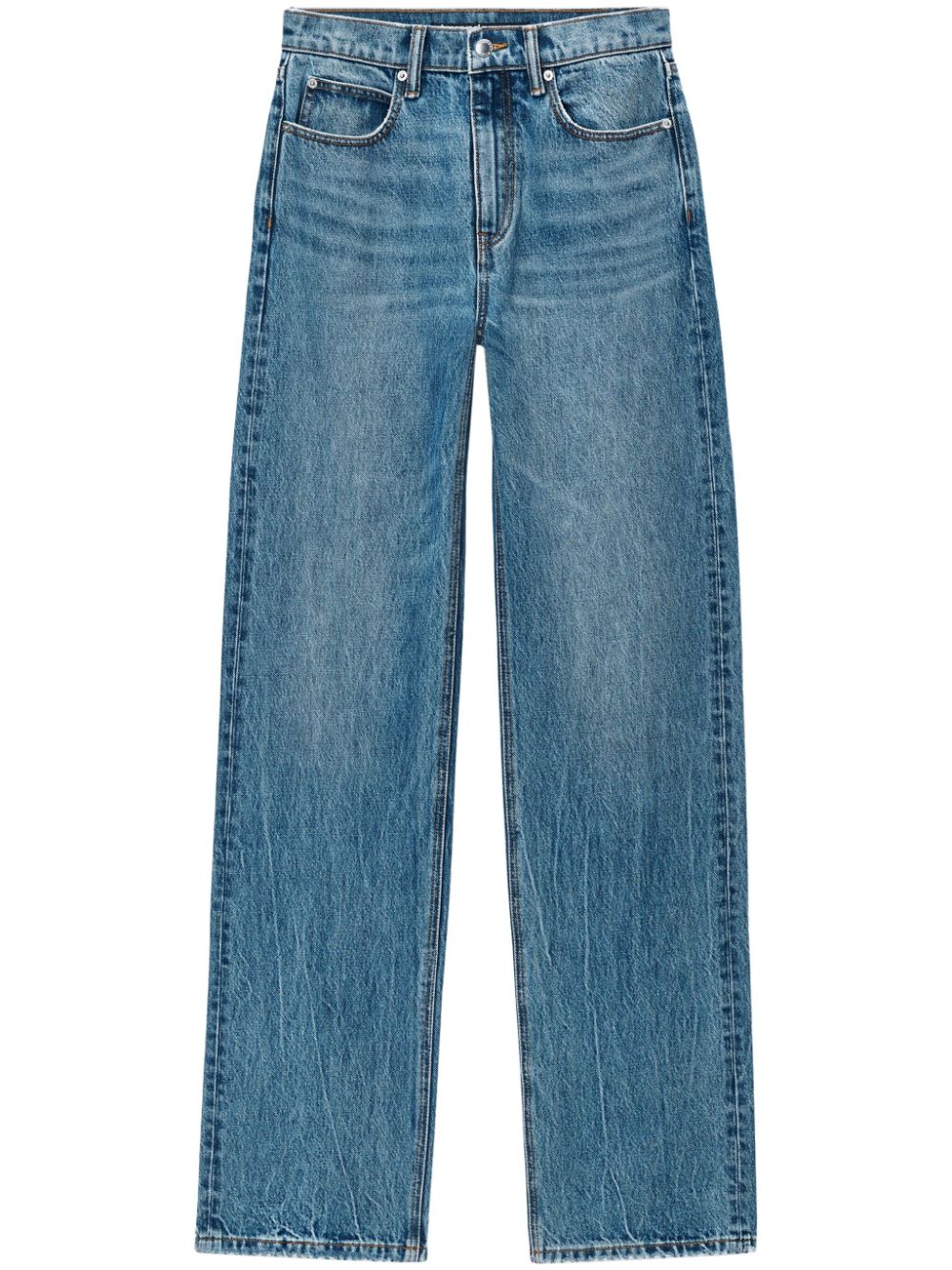 mid-rise straight-leg jeans