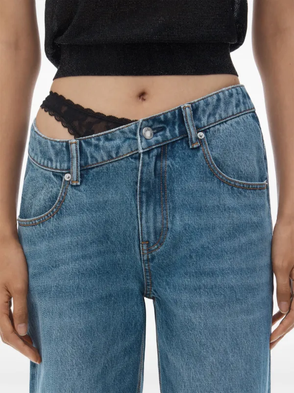 Alexander Wang Asymmetrical Waistband Lace Jeans | Blue