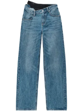 Alexander Wang Asymmetrical Waistband Lace Jeans Blue FARFETCH