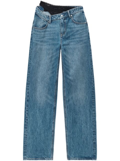 Alexander Wang asymmetrical waistband lace jeans Women