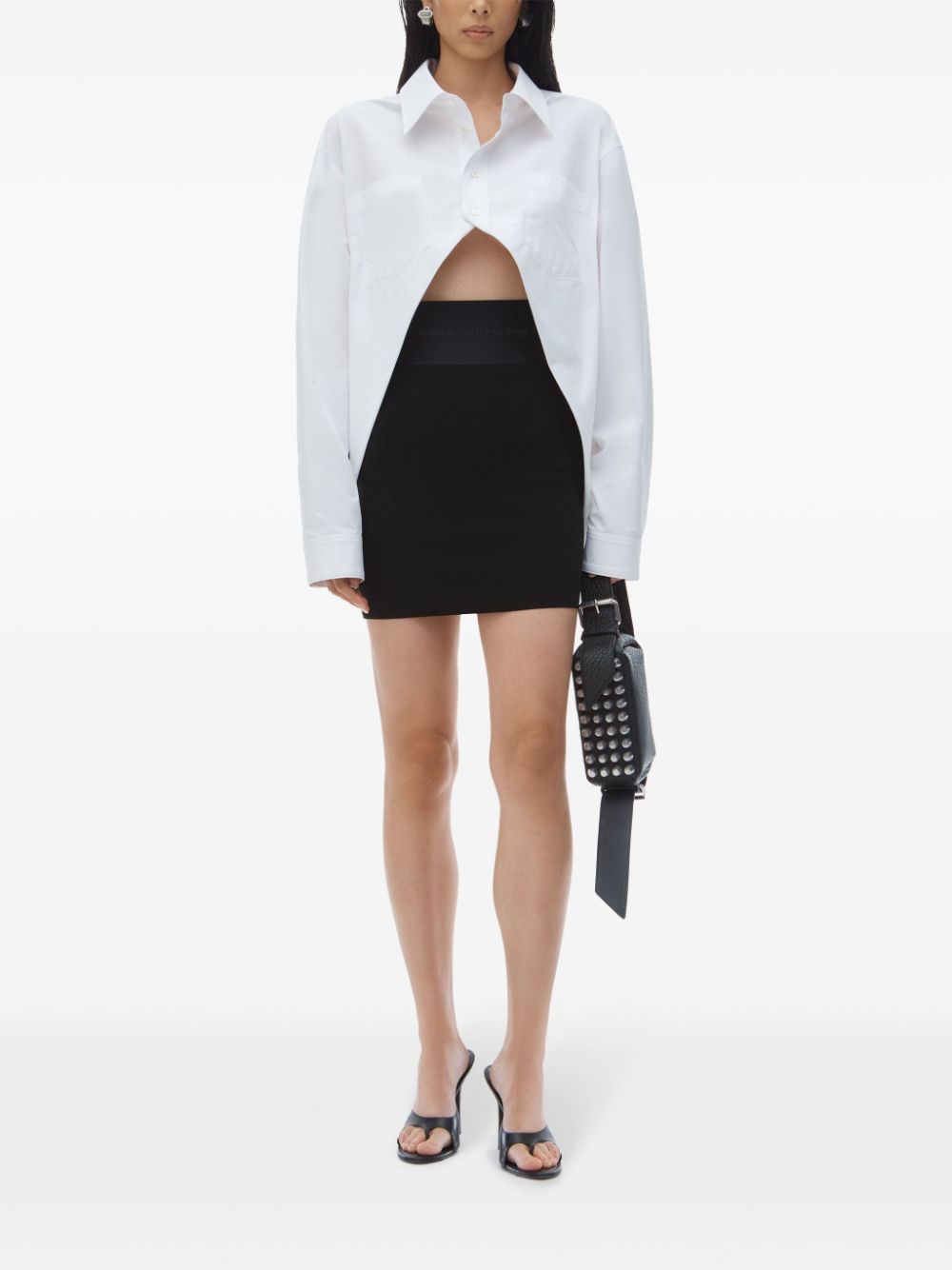 Alexander Wang logo-waistband miniskirt - Zwart