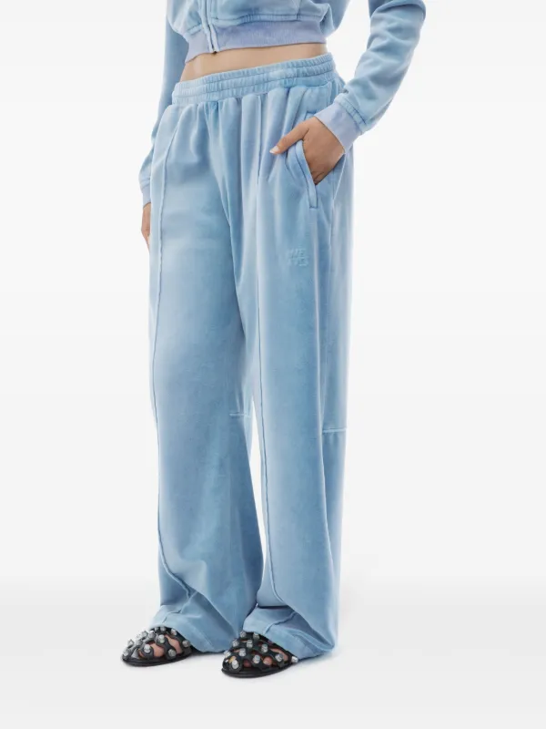 【ALEXANDER WANG】TRACK PANT IN VELOUR S Alexander Wang Velvet Track Pants | Blue | FARFETCH