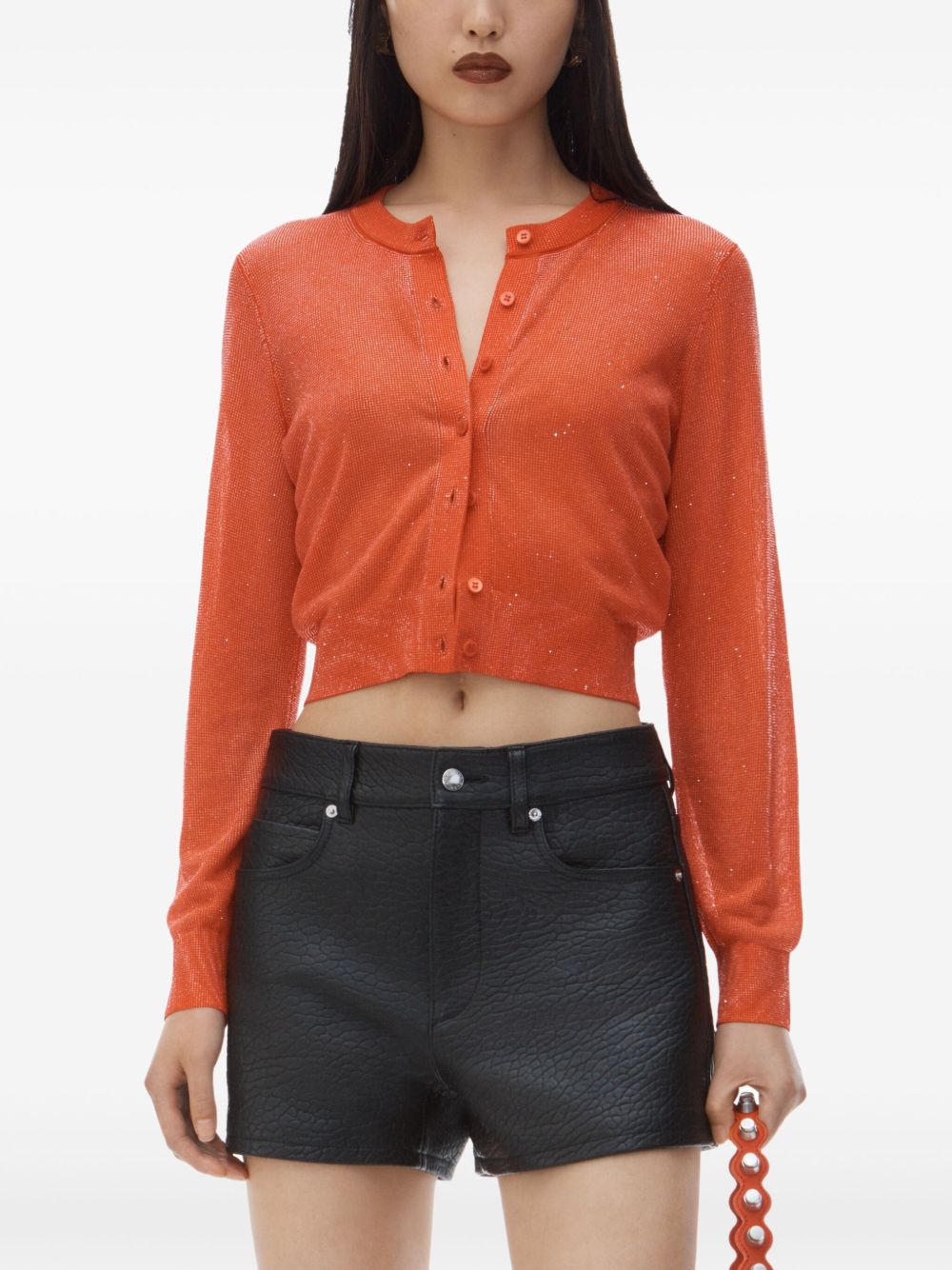 Alexander Wang clear-bead cropped cardigan - Rood