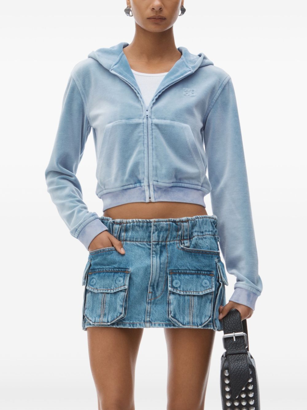 Alexander Wang velvet hoodie - Blauw