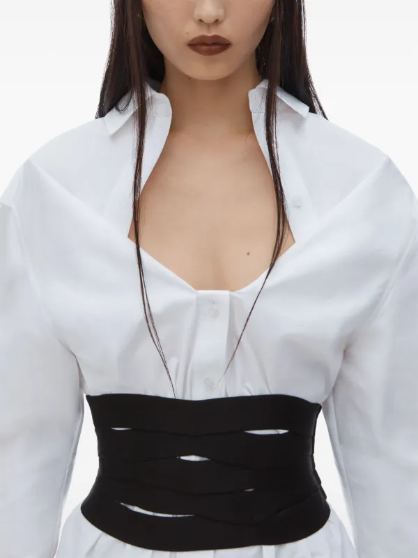 Alexander Wang■デコンストラクテッド ミニシャツドレス フレア Alexander Wang デコンストラクテッド ミニドレス | ホワイト