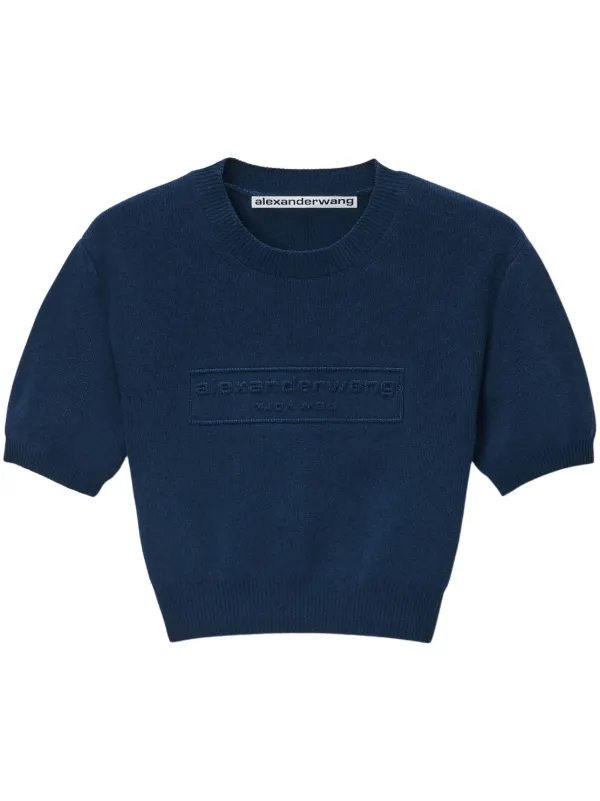 Tシャツ・カットソー T by Alexander Wang EMBOSSED LOGO T-SHIRT (4CC3221356_001) PUFF LOGO TEE IN COTTON JERSEY in BLACK | alexanderwang®