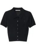 Alexander Wang logo-embroidered polo cardigan - Black