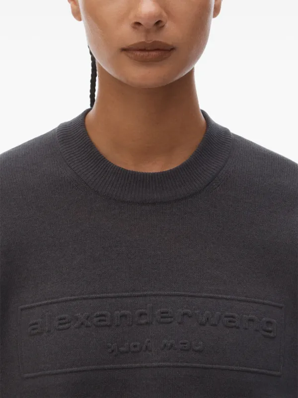 alenanderwang XS 2022AWニット Alexander Wang logo-embossed Sweater | Grey | FARFETCH