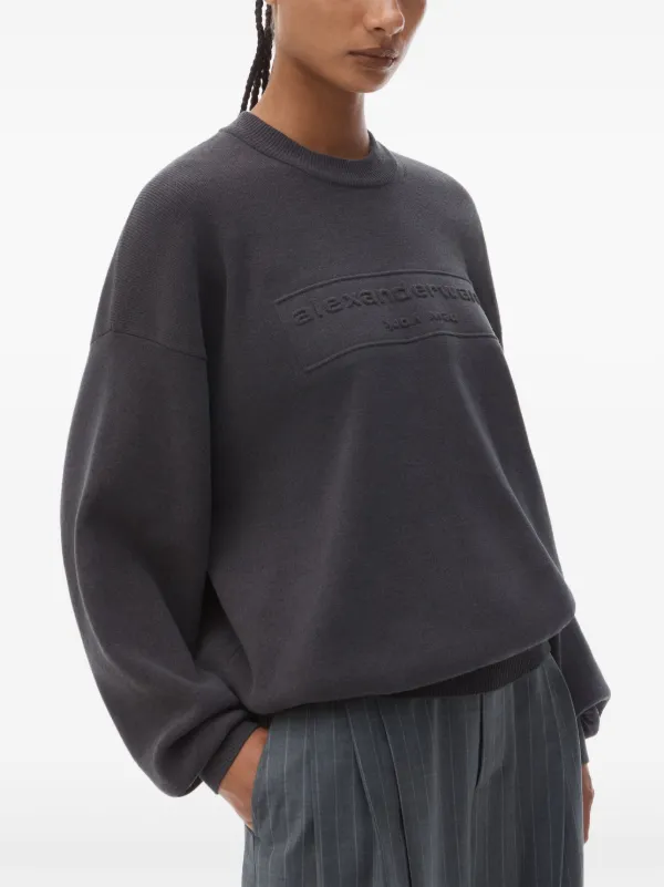 alenanderwang XS 2022AWニット Alexander Wang logo-embossed Sweater | Grey | FARFETCH