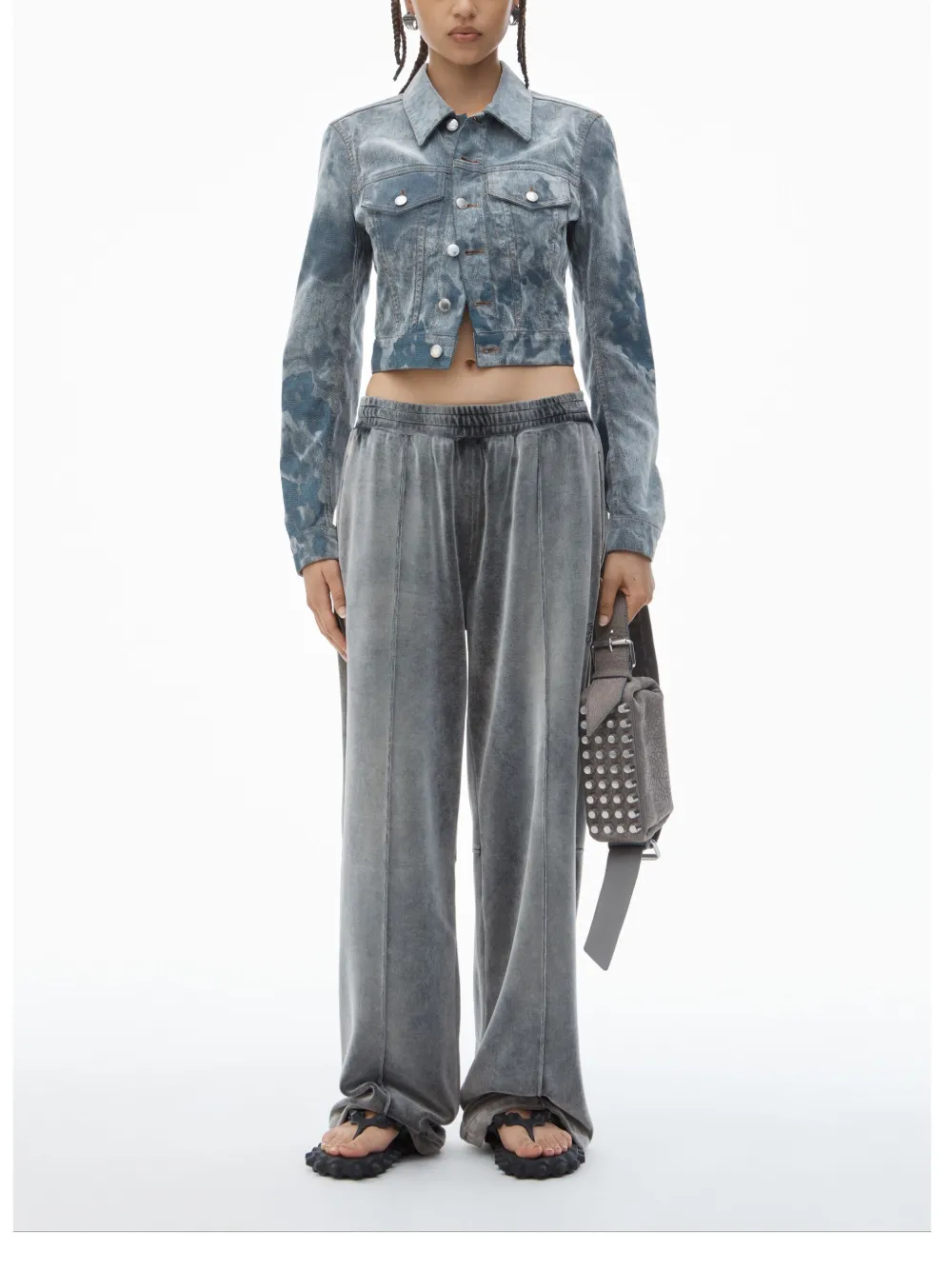 Alexander Wang Truckerjack met wolkenprint Blauw