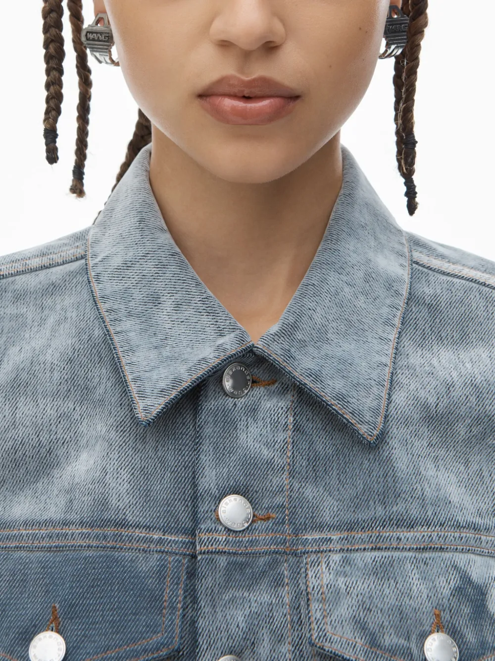 Alexander Wang Truckerjack met wolkenprint Blauw