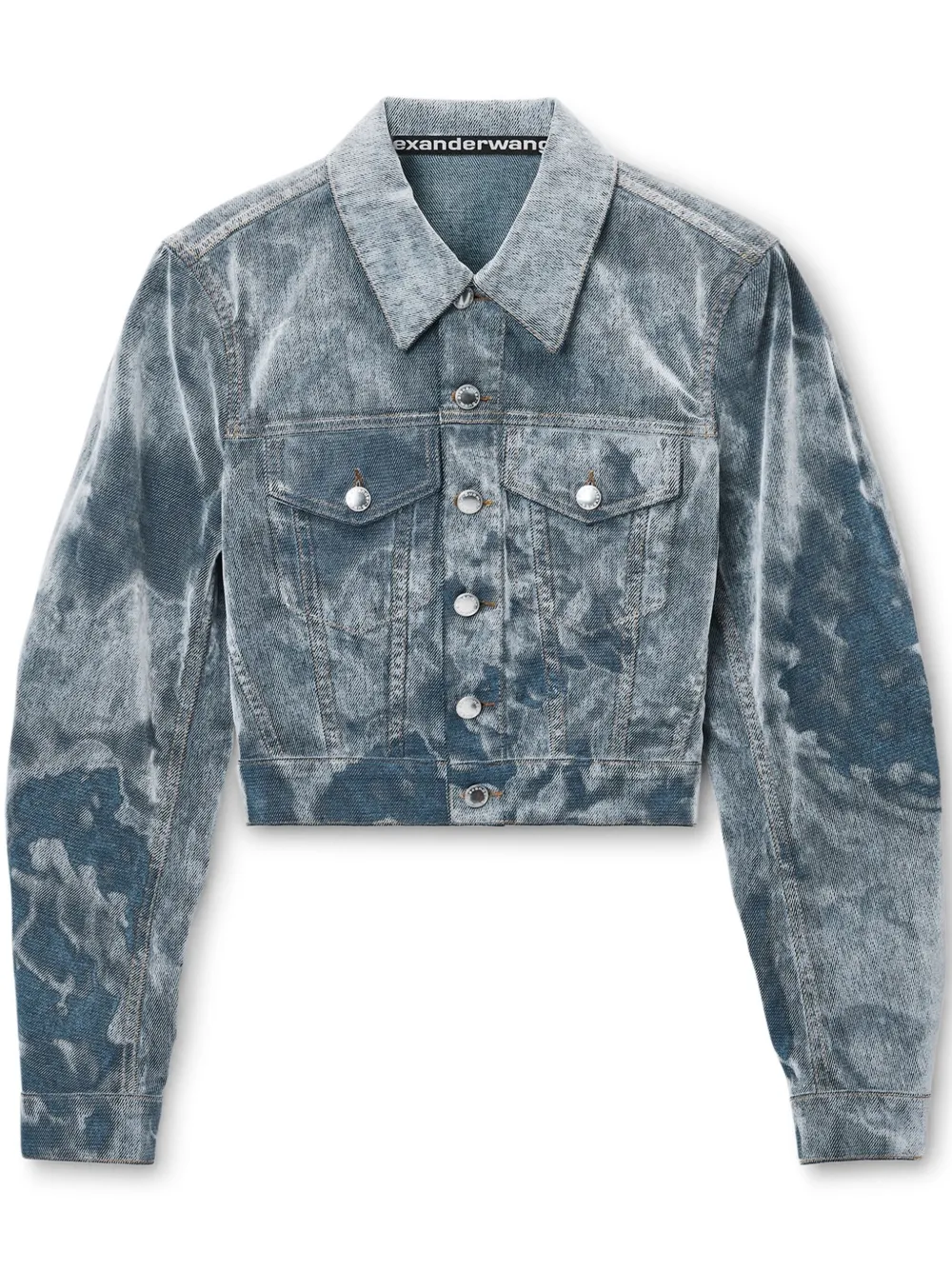 Alexander Wang Cloud-print Trucker Jacket In Blue