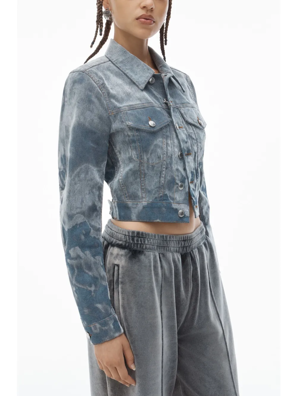 Alexander Wang Truckerjack met wolkenprint Blauw