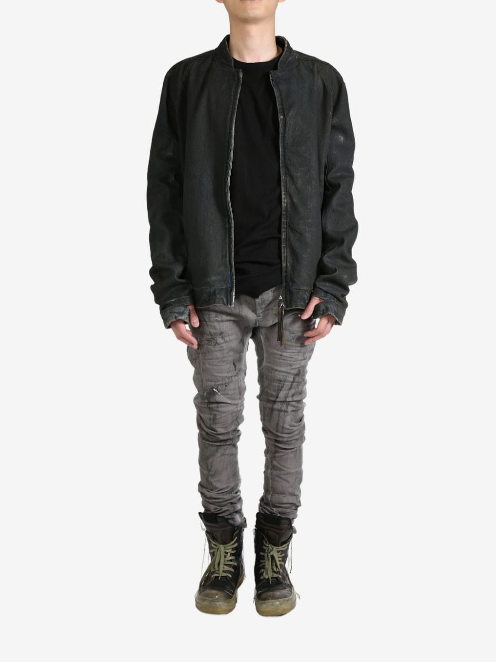 Shop Boris Bidjan Saberi Distressed Effect Jacket In Black