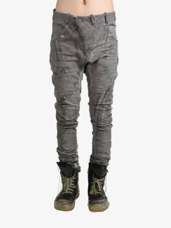 Boris Bidjan Saberi ツイストデザイン　スキニー パンツ Boris Bidjan Saberi Distress Finish Trousers | グレー | FARFETCH JP