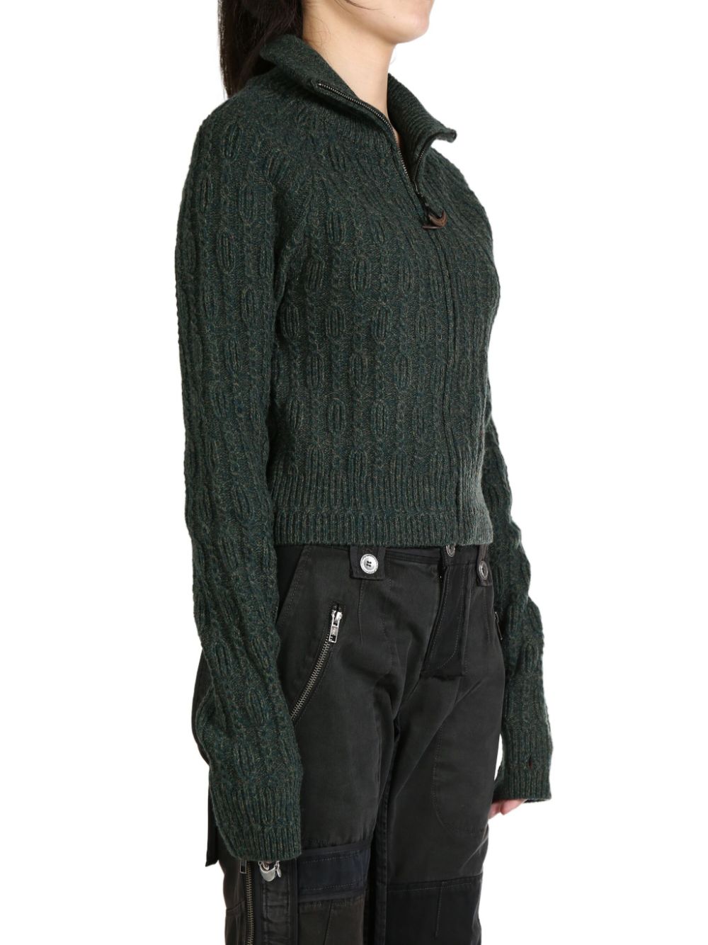 Hyein Seo detachable-gloves cropped cardigan - Green