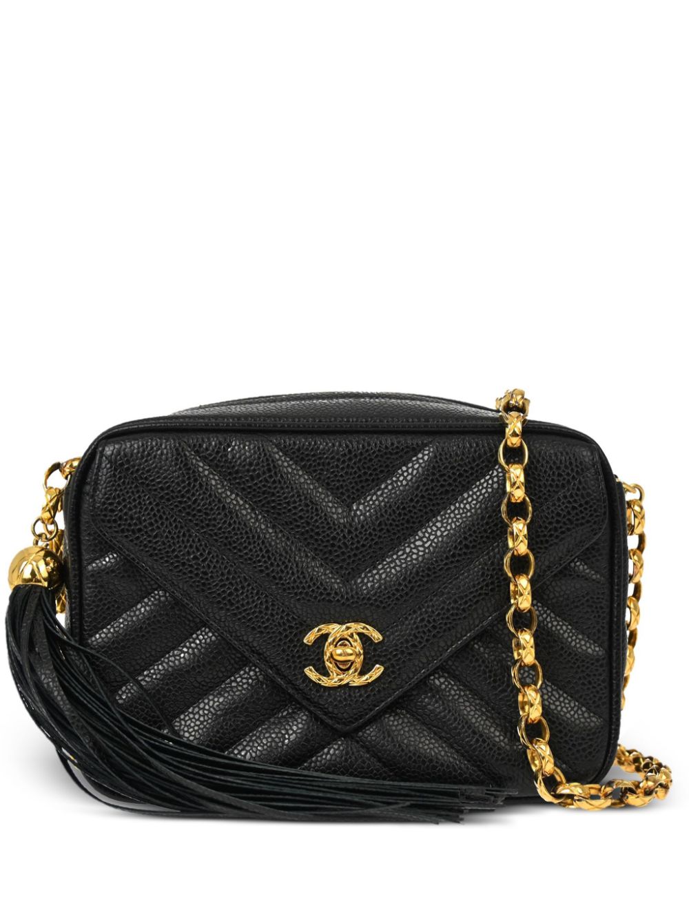 CHANEL 1992 chevron-quilted tassel-detailed camera bag Women