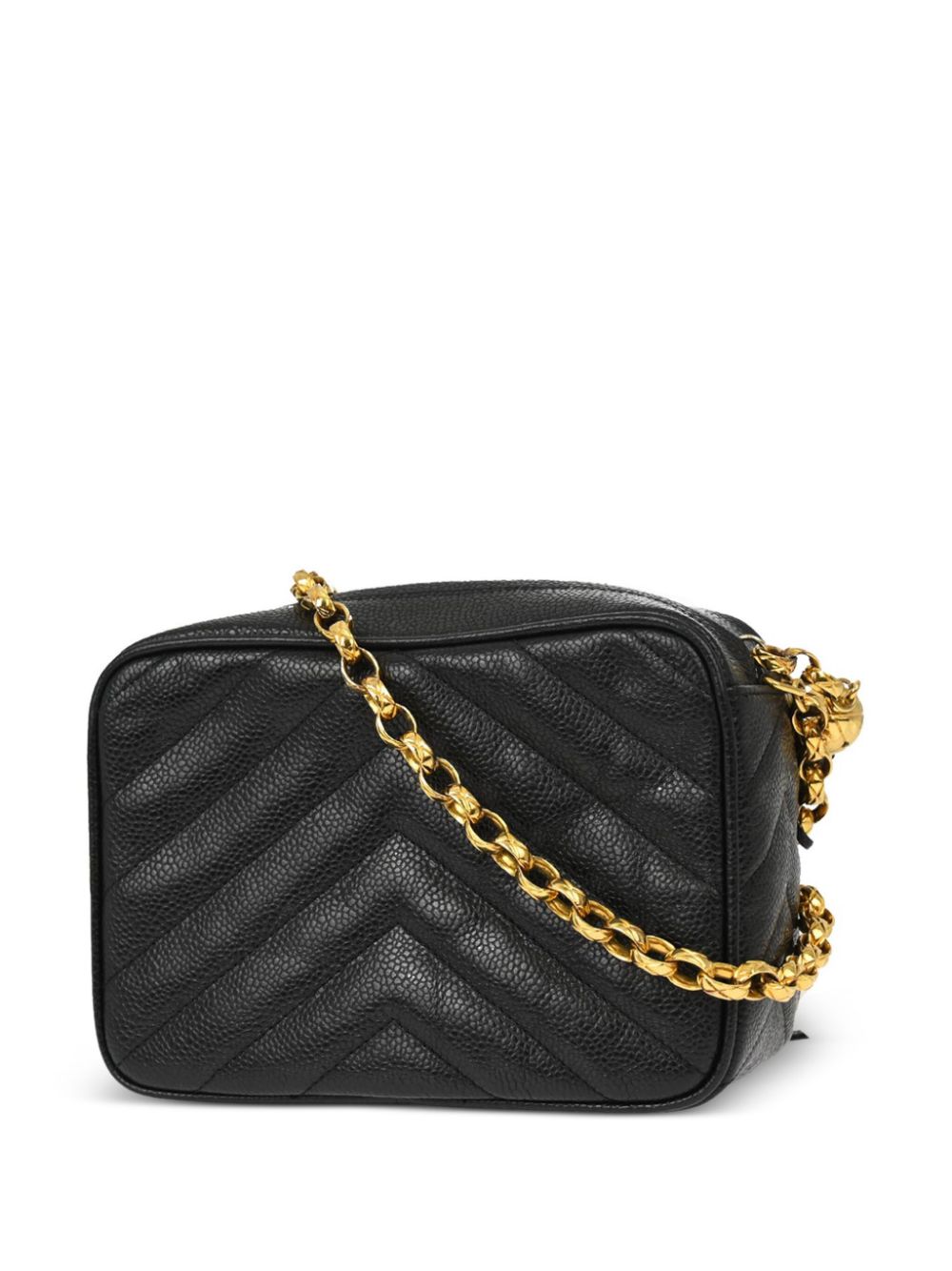 CHANEL Pre-Owned 1992 cameratas met kwastje en chevron streep - Zwart