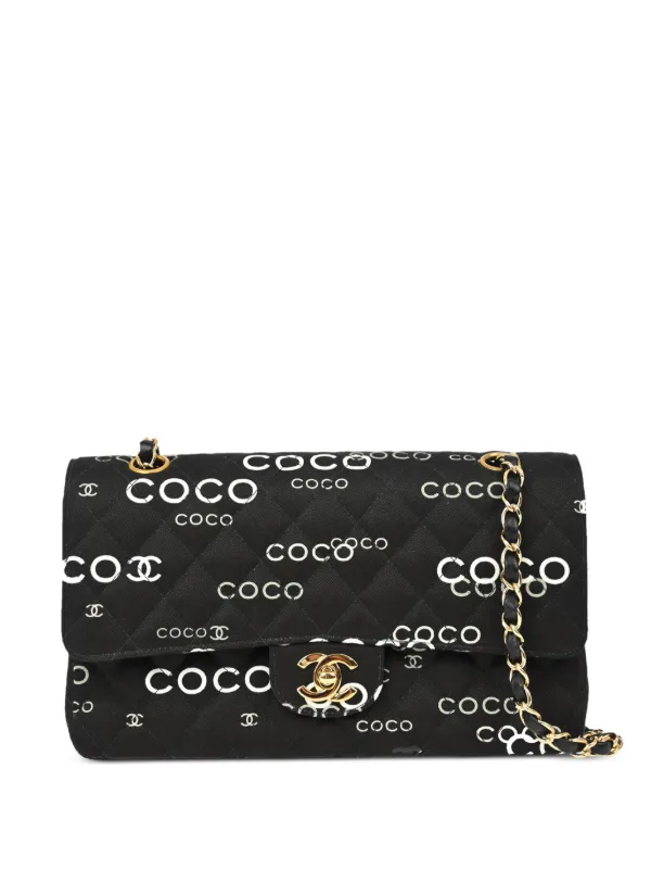 Chanel Pre-owned 2002 Medium Double Flap Shoulder Bag in Black