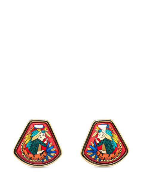 Hermes 20th Century Cloisonne Enamel Clip On costume earrings Women