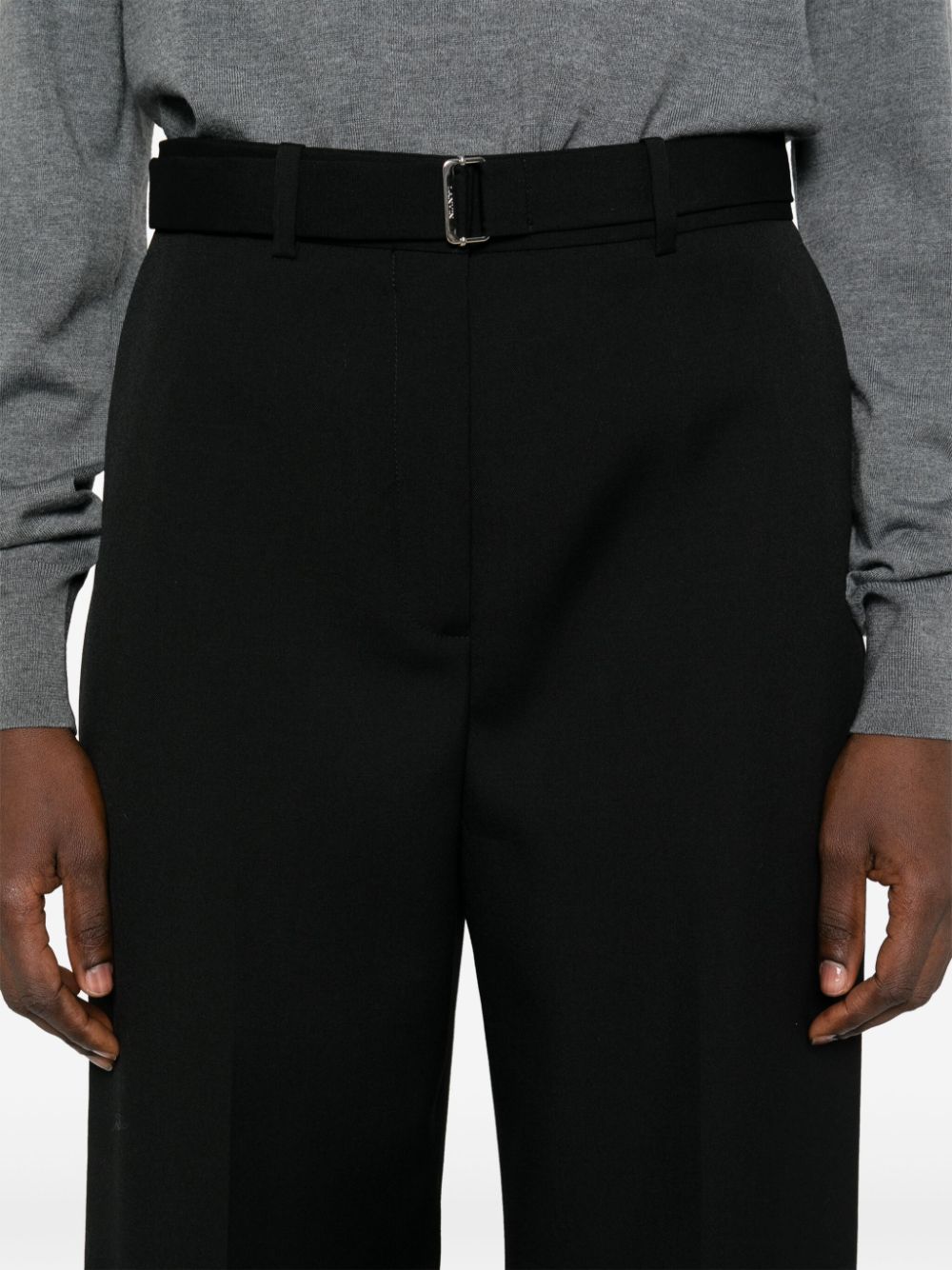 Shop Lanvin Wool Trousers In Black