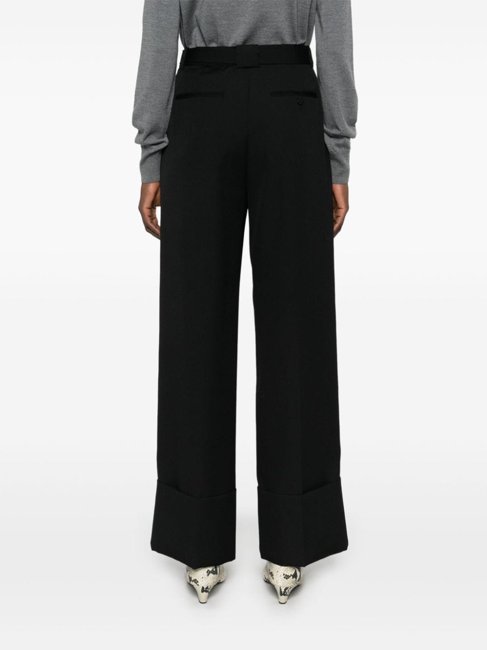 Shop Lanvin Wool Trousers In Black