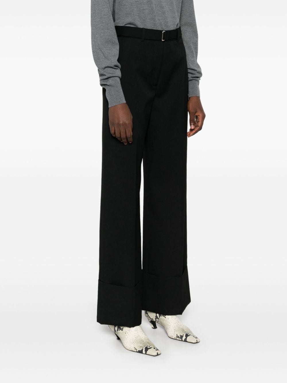 Shop Lanvin Wool Trousers In Black