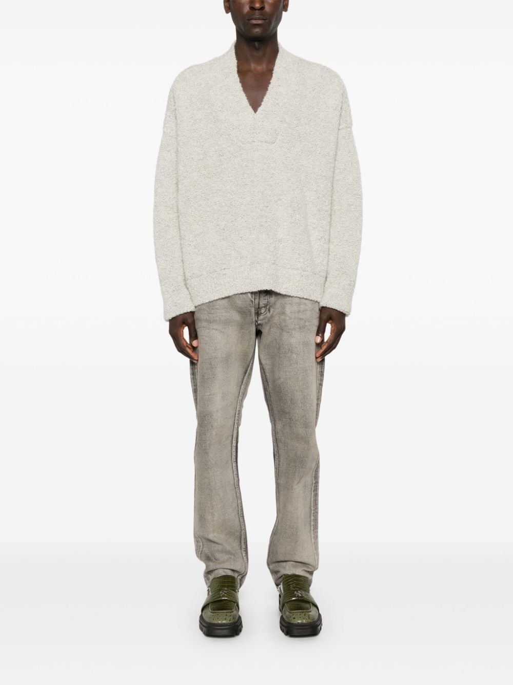 Shop Fear Of God Overlapped V-neck Sweater In White