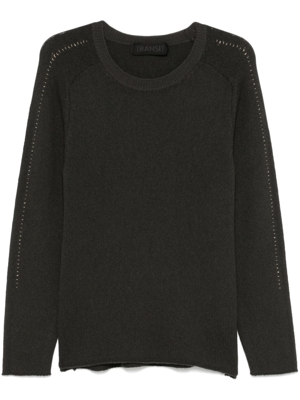 contrasting-stitch virgin wool sweater