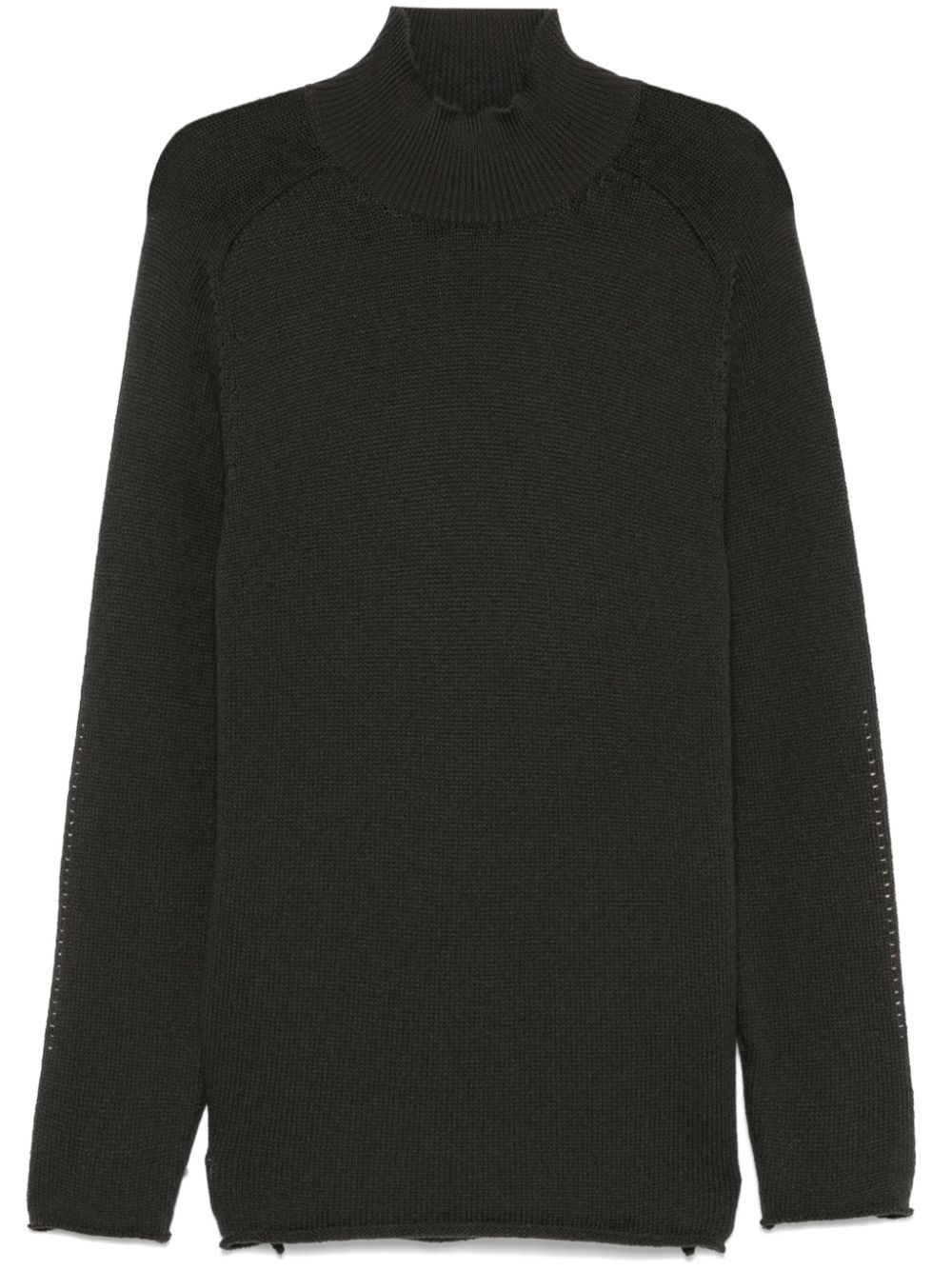 contrasting-stitch virgin wool sweater