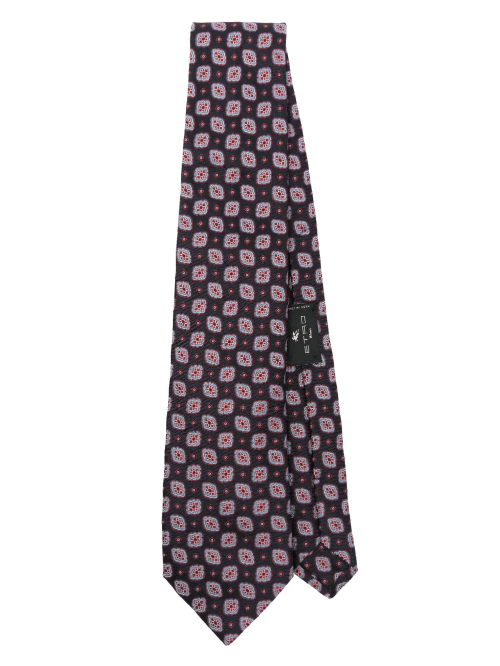 ETRO geometric-embroidery tie Blauw