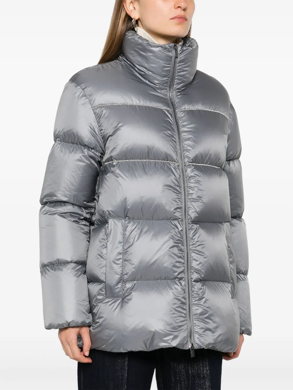 Shop Peserico Down Jacket In Grey
