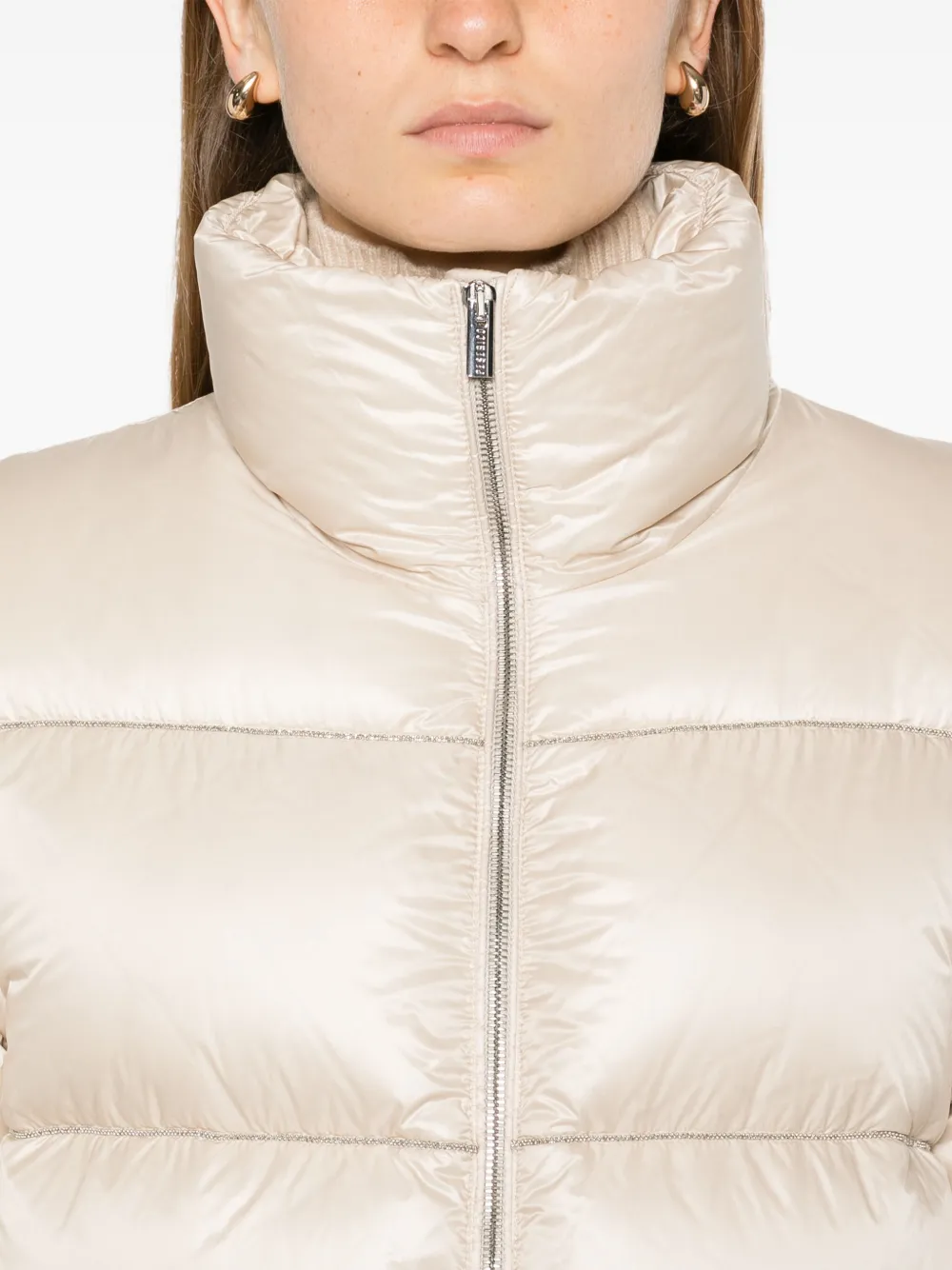 Shop Peserico Down Jacket In Brown