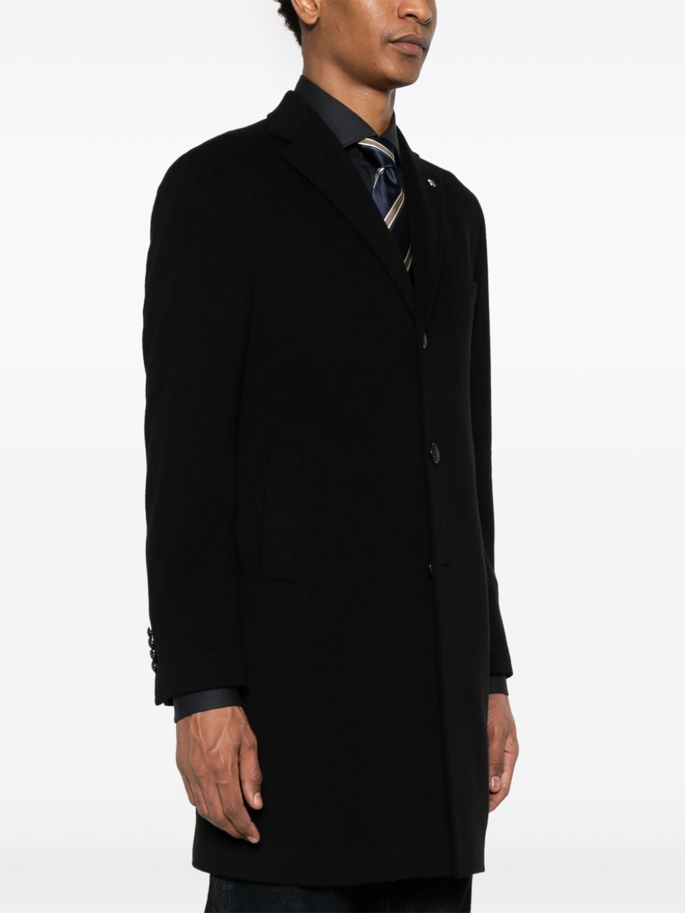 Shop Tagliatore Felted Coat In Blue