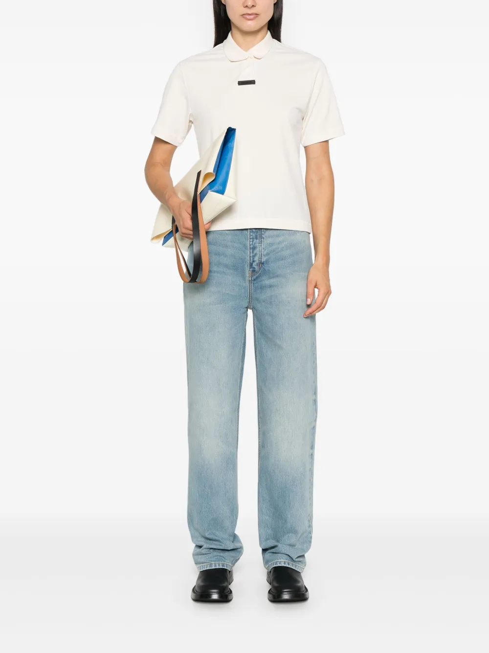 FEAR OF GOD ESSENTIALS Piqué cropped polotop Beige
