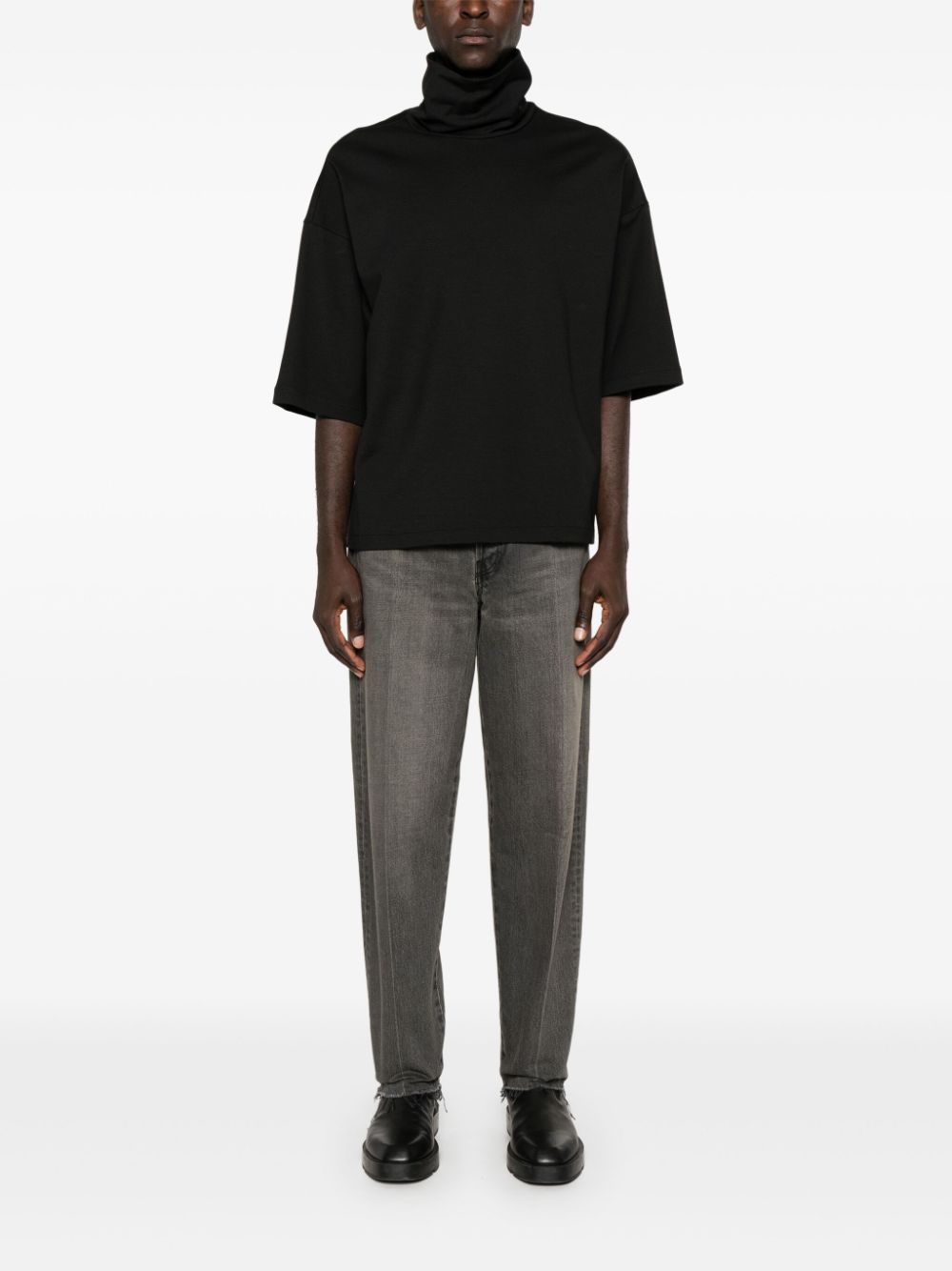 Shop Fear Of God High Neck T-shirt In Black