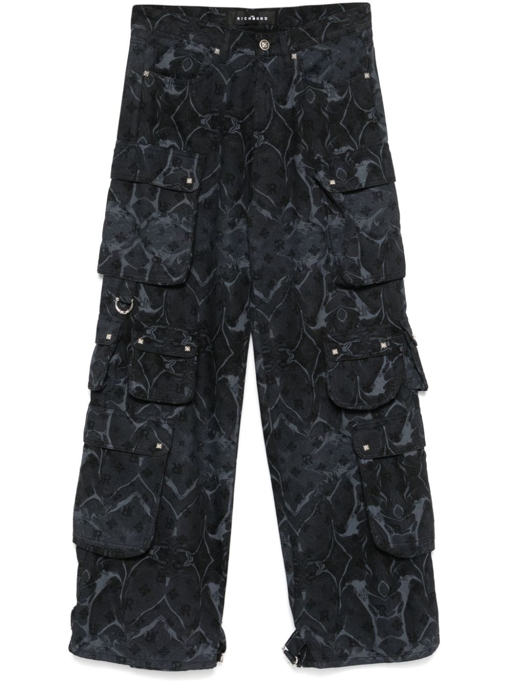 John Richmond Cargo jeans met print Zwart