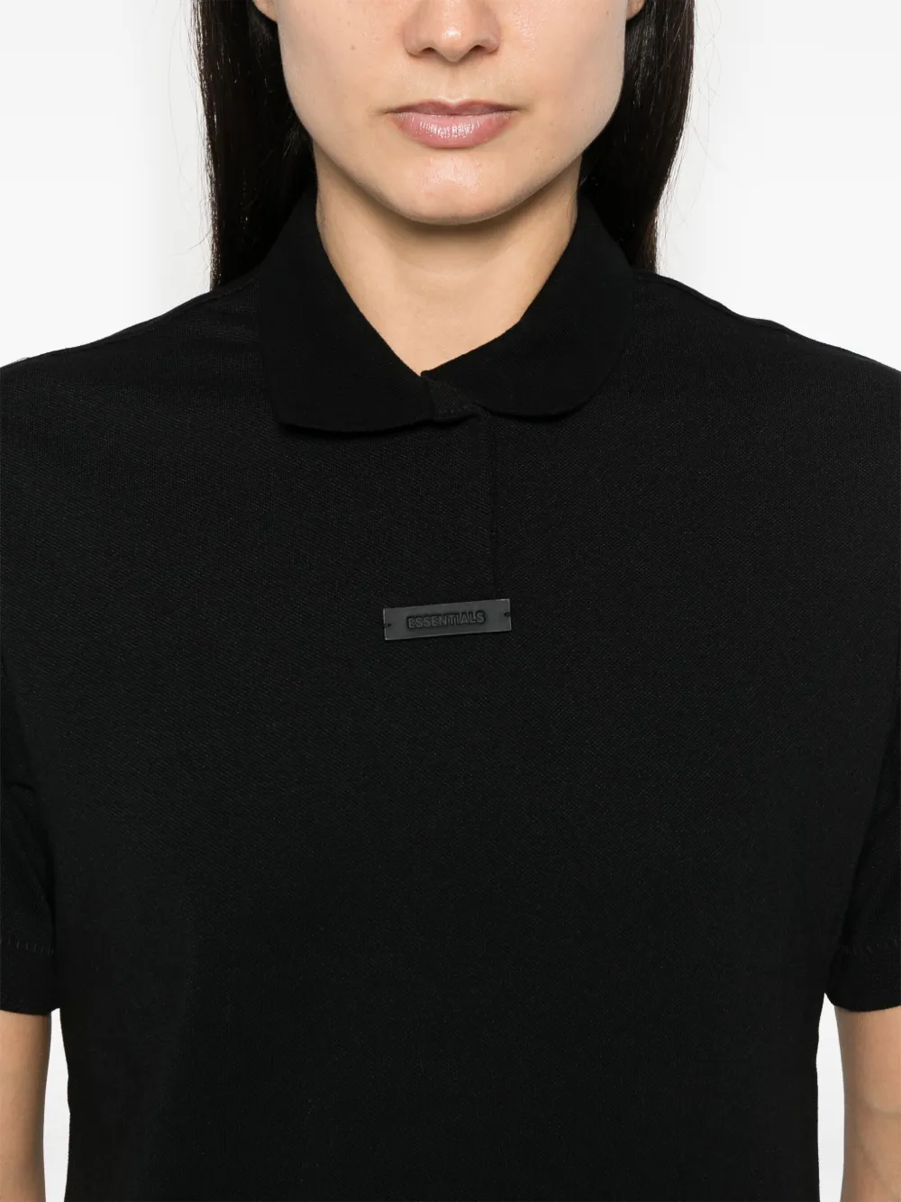 FEAR OF GOD ESSENTIALS Piqué cropped polotop Zwart