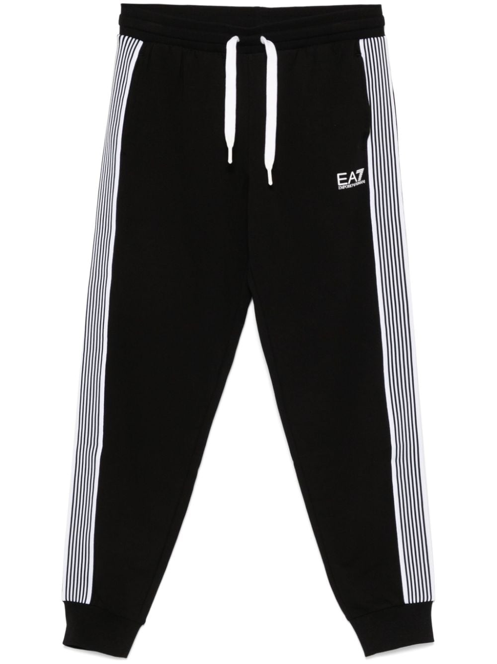 Shop Ea7 Side-stripe Track Pants In Black