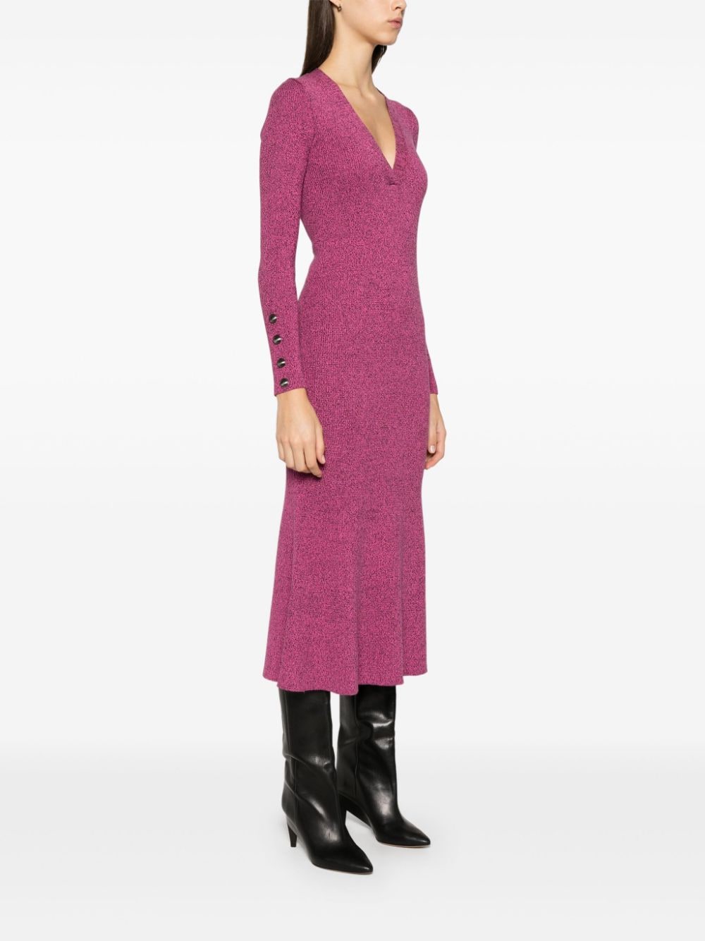 Shop Liu •jo Marl-knit Midi Dress In Pink