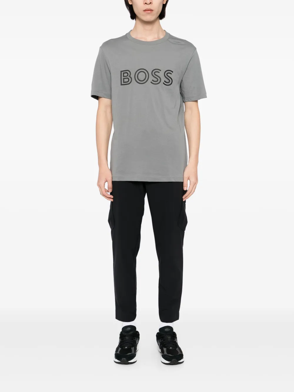 BOSS Regular-fit katoenen-jersey T-shirt - Grijs