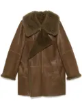 LEMAIRE asymmetric shearling coat - Brown