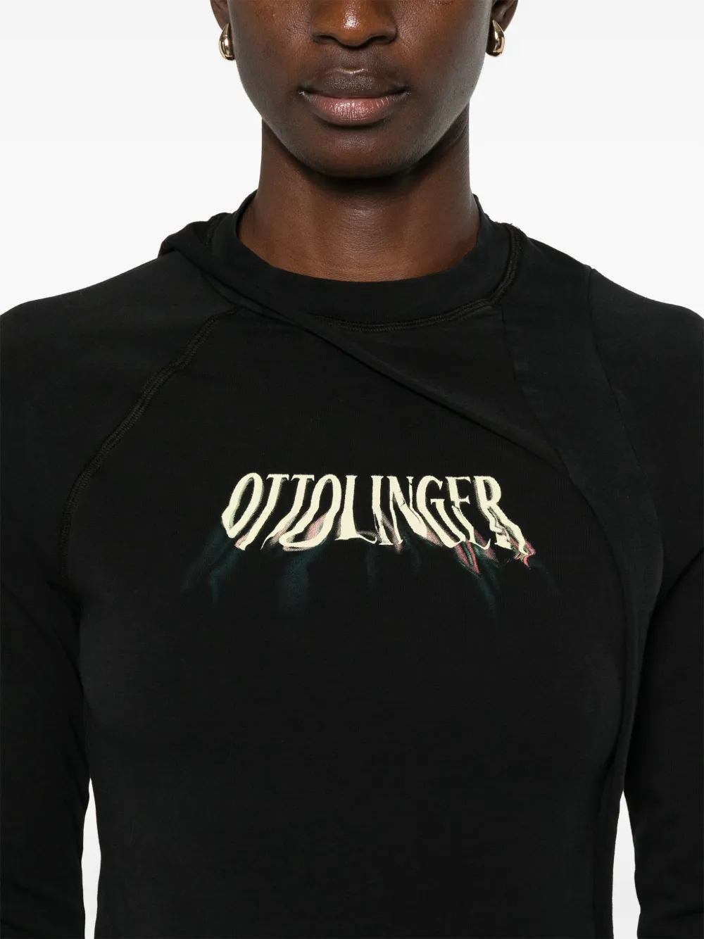 Ottolinger Gedeconstrueerd T-shirt Zwart