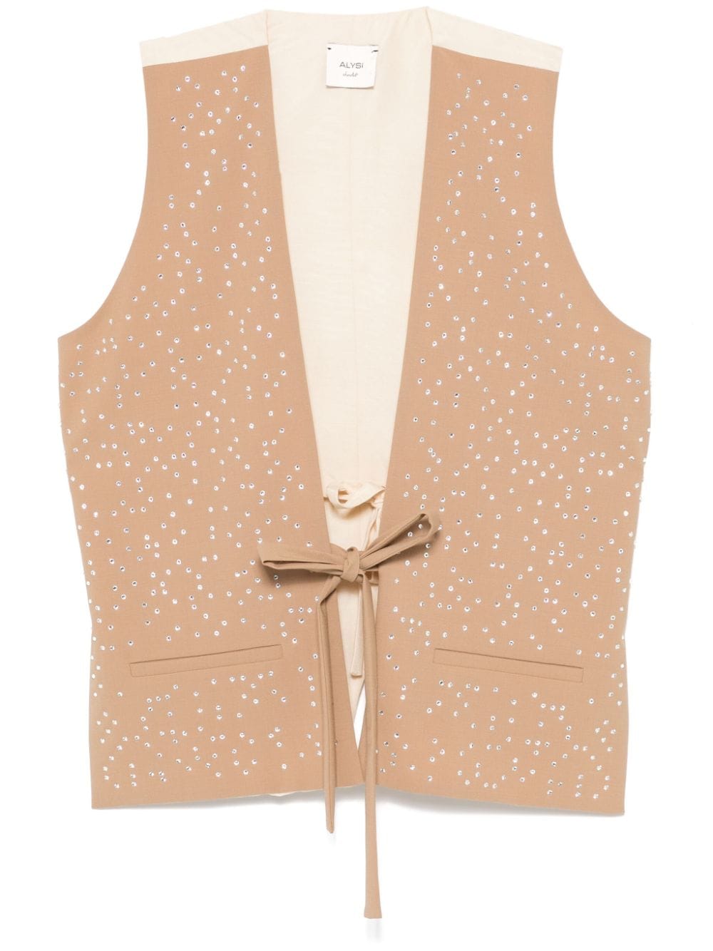 Shop Alysi Rhinestone-embellished Deconstructed Waistcoat In Brown