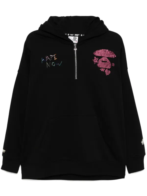 AAPE BY *A BATHING APE® スパンコールトリム パーカー | ブラック