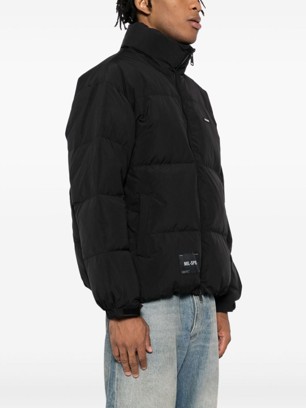 Shop Izzue Logo Zip-up Padded Jacket In Black