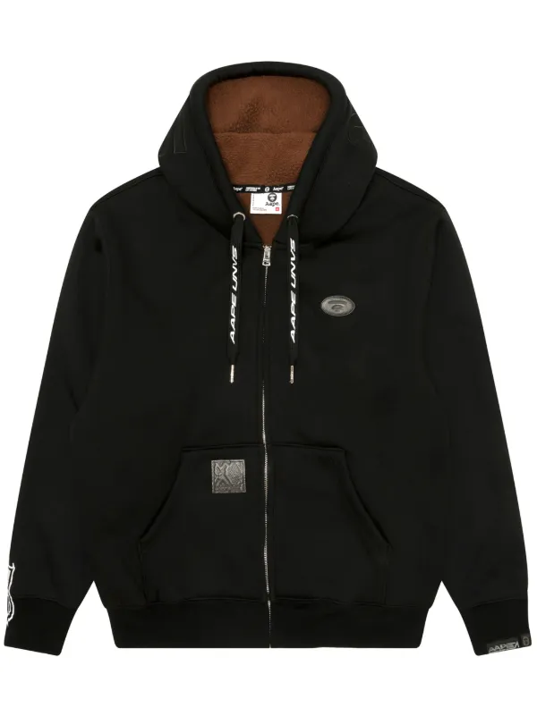 Sale Aape Classic Black Zip Up Hoodie