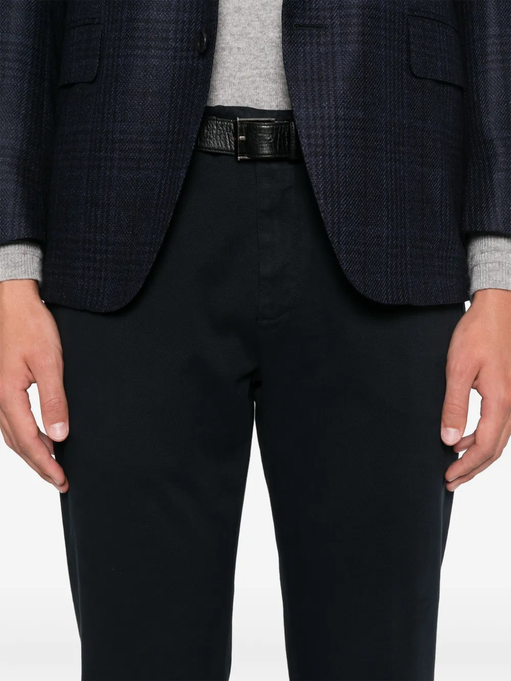 Canali Slim-fit Straight-leg Cotton-blend Twill Chinos In Blau